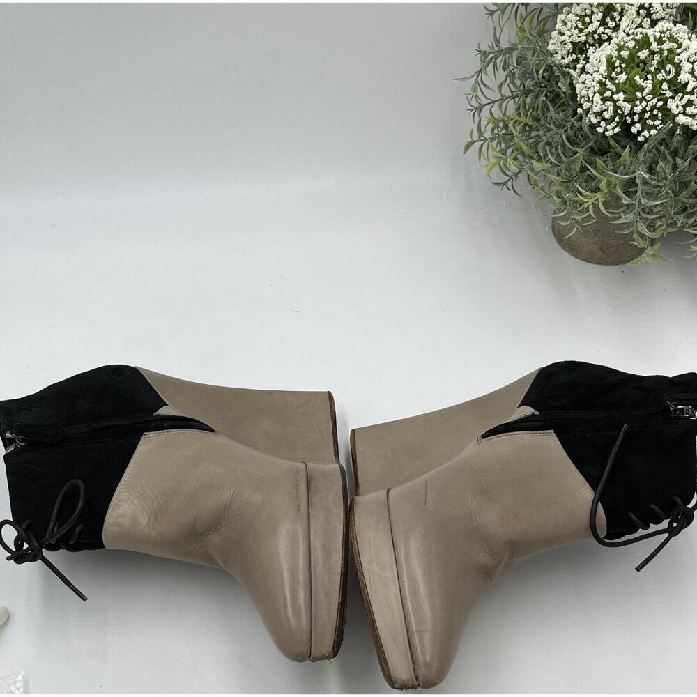 Reed Krakoff‎ Black Suede & Grey Taupe Leather Zipper Wedge Boots Shoes 39/8.5 - Picture 8 of 16